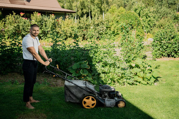 man mowing the lawn