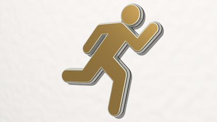 MAN RUNNING 3D drawing icon, 3D illustration for background and active