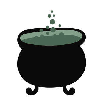 witch cauldron pot flat style icon