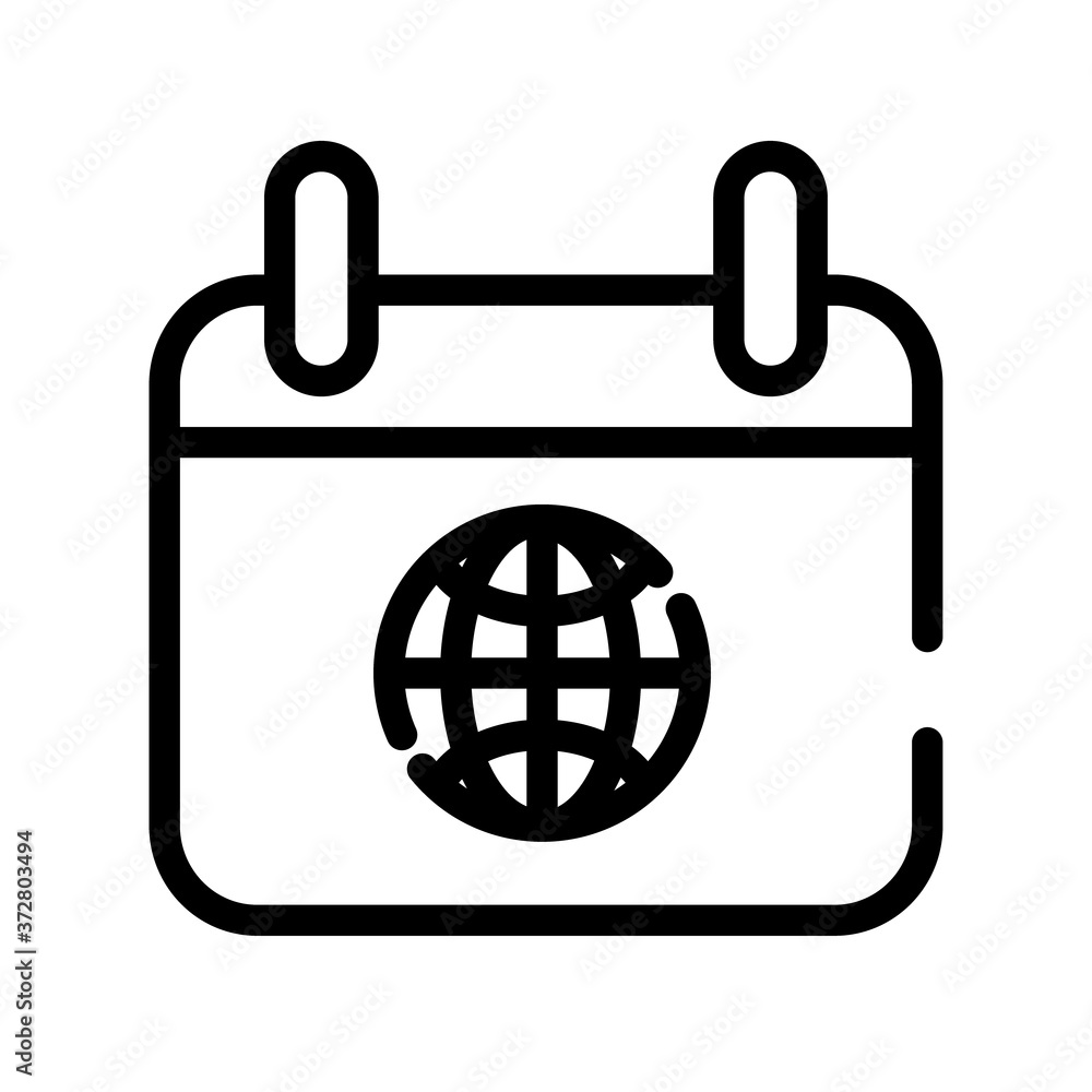 Poster calendar reminder with sphere browser line style icon