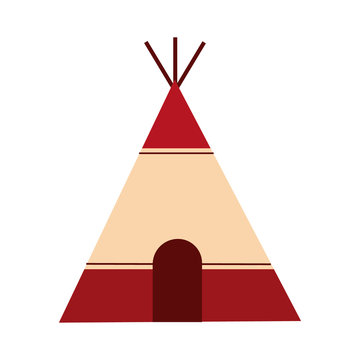 native american hut flat style icon