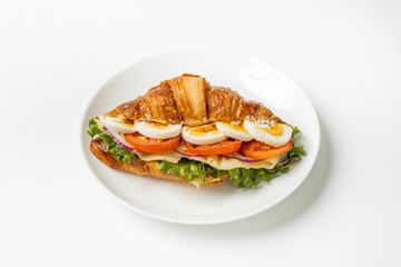 クロワッサンのサンドウィッチ　Croissant ham sandwich with cheese