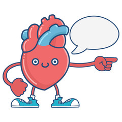 kawaii smiling human heart cartoon