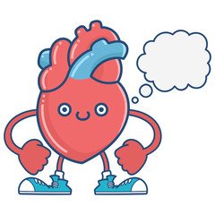 kawaii smiling human heart cartoon
