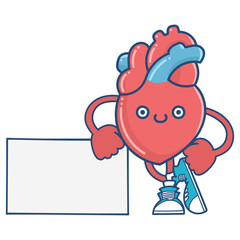 kawaii smiling human heart cartoon