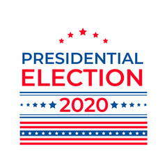 Fototapeta na wymiar Presidential election 2020 United States of America. USA Patriotic typography poster with white red blue stars and stripes. Vector template for banner, sticker, flyer, etc