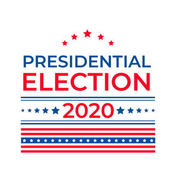 Presidential election 2020 United States of America. USA Patriotic typography poster with white red blue stars and stripes. Vector template for banner, sticker, flyer, etc
