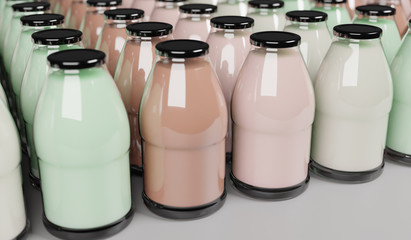 Bottle of milk of mock up 3d render for product design.