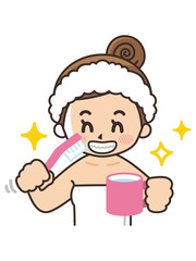 歯磨きをする女性　美容　ビューティー　スキンケア