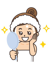 美肌になって喜ぶ女性　美容　ビューティー　スキンケア
