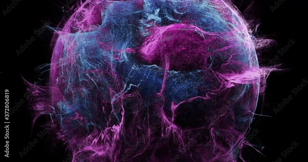 Poster abstract explosion of colors, particle flowing in a sphere. energy moving through space and time. ma