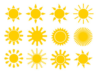 Set of sun icons - vector symbols
