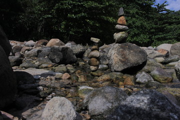 Landscape of stones and rocks ordered in different positions.