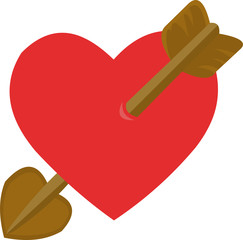 Vector illustration of a heart with an arrow, cupid and valentine concept