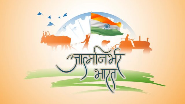 vector illustration for self dependent India with Hindi text atma nirbhar bharat means  self dependent India
