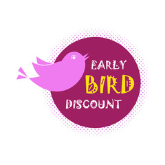 Early bird discount sign banner. vector illustration
