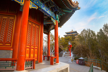 Jingshan park at the back of the Forbidden City in Beijing, China