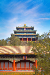 Jingshan park at the back of the Forbidden City in Beijing, China