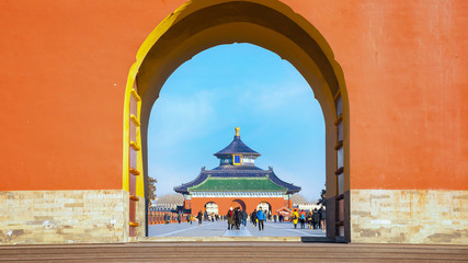 Beijing, China - Jan 10 2020: The Temple of Heaven is an imperial complex of religious buildings