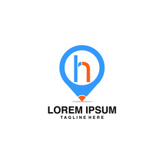 Initials H With Symbol Map Logo Vector Illustration Icon