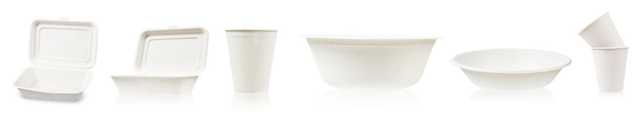 Set of container food boxs made from bagasse.