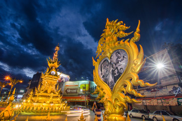 chiangrai clock tower at night