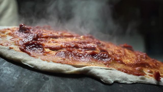 Oriental Arabic Bread With Spread, Baking Steam Slow Motion, Traditional Cuisine and Tasty Food, Close Up