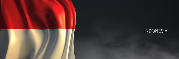 Indonesia Flag with Dark Background.3d Rendering of Asian countries Flag.