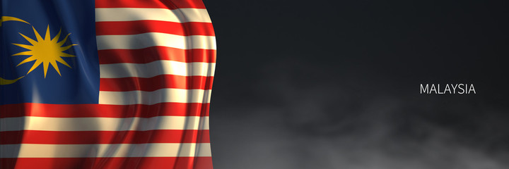 Malaysia Flag with Dark Background. 3d Rendering of Asian countries Flag.