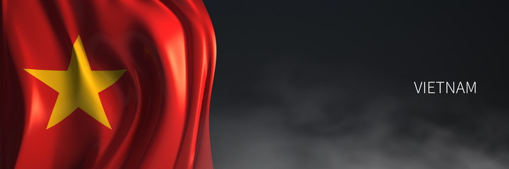 Vietnam Flag with Dark Background.3d Rendering of asian countries Flag.