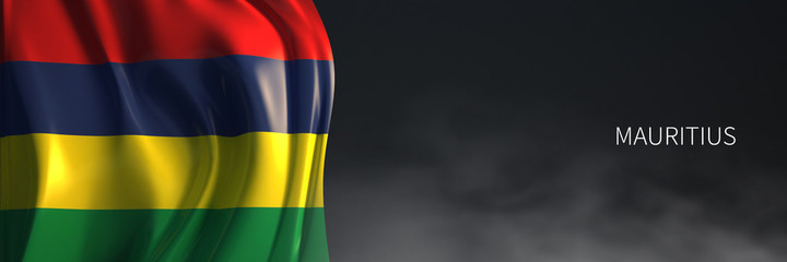 Fototapeta premium Mauritius Flag with Dark Background.3d Rendering of African countries Flag.