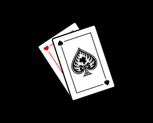 Spade poker card with love card behind