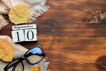 tenth day of autumn month calendar september with copy space