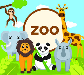 Flat design of Zoo and Wild Animals