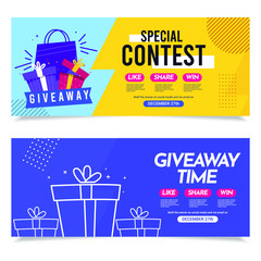 Giveaway social media contest vector template.
