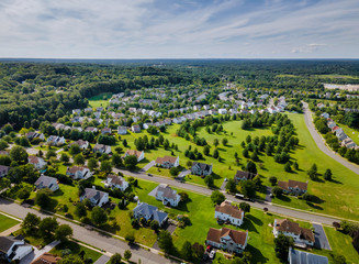 Aerial view of residential quarters at beautiful town urban landscape NJ