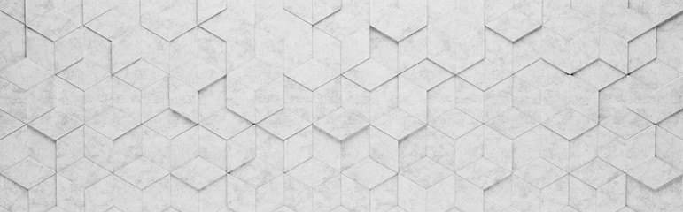 Light Gray Rhombus and Hexagons 3D Pattern Background
