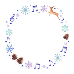 音符と雪の結晶のリース　冬