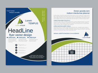 Modern business two-sided flyer, booklet, brochure cover vector design template. A4 format