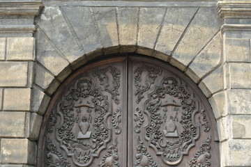 San Agustin church door at Intramuros in Manila, Philippines
