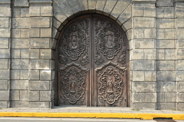 San Agustin church door at Intramuros in Manila, Philippines