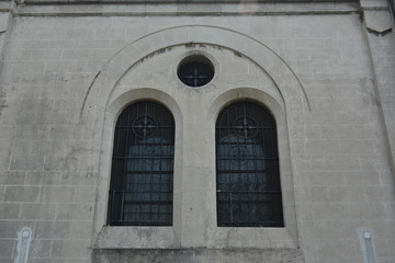 Manila Cathedral church window at Intramuros in Manila, Philippines