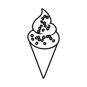 ice cream cone with strawberries line style icon