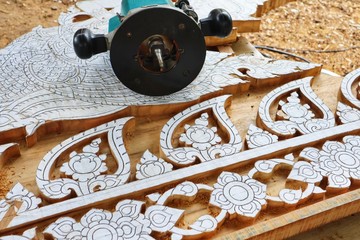 detail of a wooden door handle