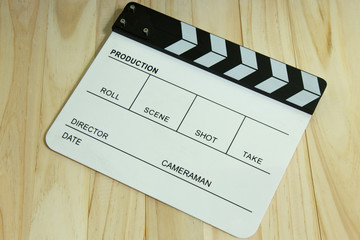 movie slate on wood for movie content.
