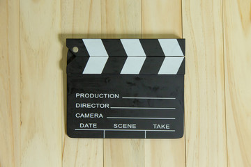 movie slate on wood for movie content.
