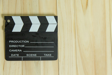 movie slate on wood for movie content.