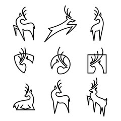 Deer Line Set Minimalist Logo