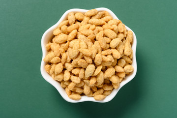 top view salty sunflower seeds snack on a dish