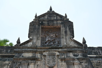 Fototapeta na wymiar Fort Santiago art details facade at Intramuros in Manila, Philippines